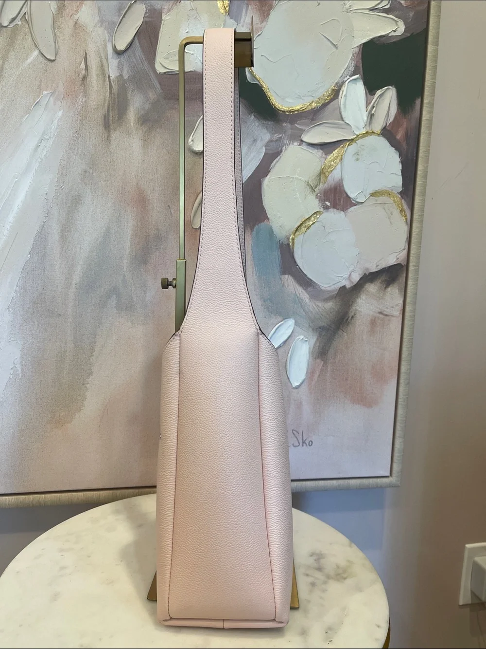 Tory Burch Romy Blush Pink Pebbled Leather Shoulder Bag